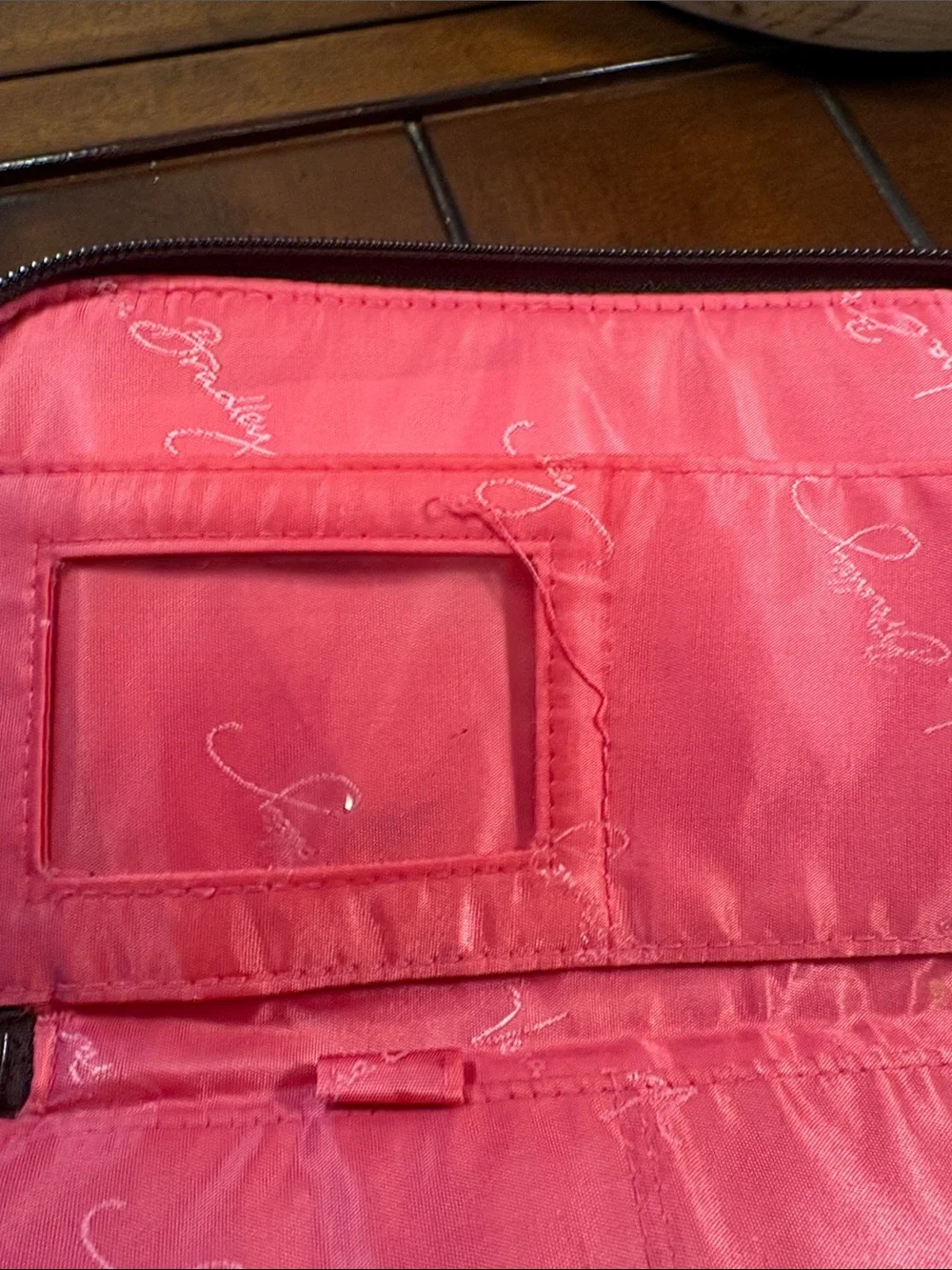 Vera Bradley Floral Zip Wallet in Pink, Brown & Cream Accents